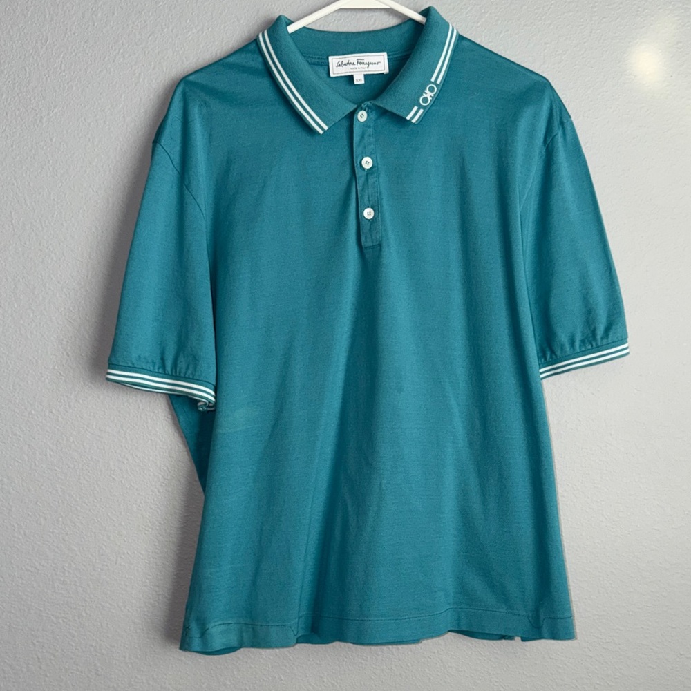 Salvatore Ferragamo Teal Polo Shirt